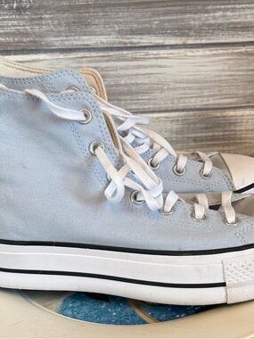 Converse Pale Blue High-Top Canvas Sneakers with White Laces